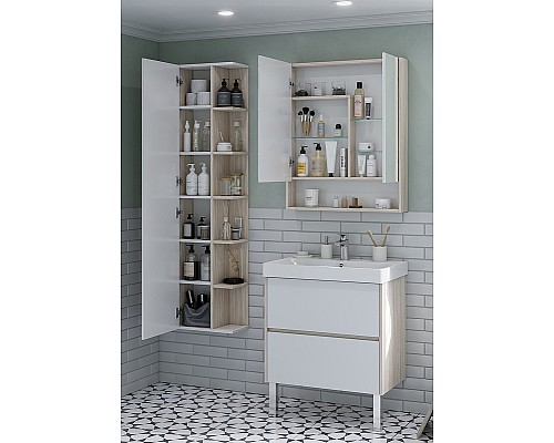 Зеркальный шкаф Aquaton Сканди 70 1A252202SDB20 Белый Дуб верона