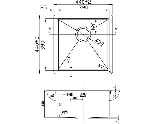 Кухонная мойка ZorG R R 4444 Матовый хром