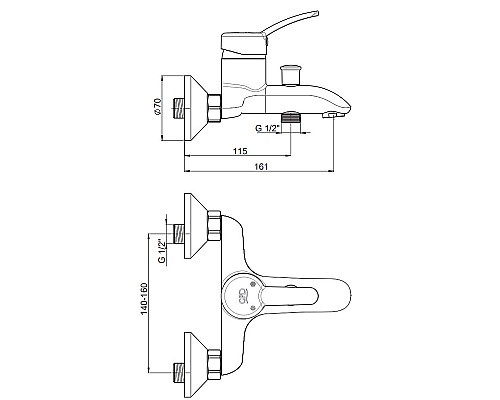 Смеситель для ванны GPD Primula MBB175 Хром