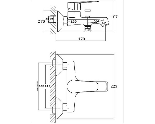 Смеситель для ванны Orange Loop M26-100B Черный