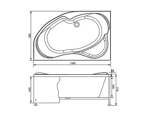 Акриловая ванна Aquanet Capri 160x100 R 203915