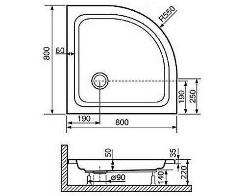 Акриловый поддон для душа RGW Acrylic Style P 80x80 16180488-11 Белый