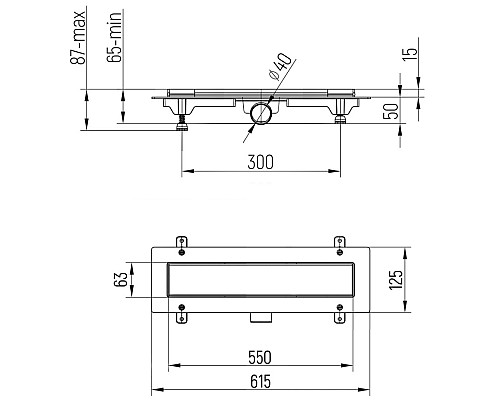Душевой лоток Paini Klasik 550 CH550KN с решеткой под плитку