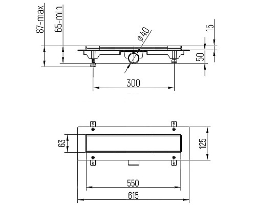 Душевой лоток Paini Klasik 550 CH550KN с решеткой под плитку