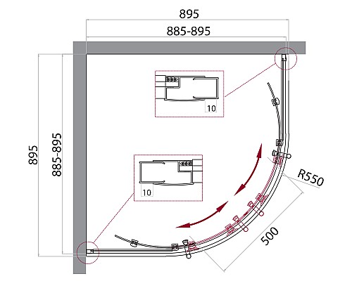 Душевой уголок BelBagno Uno 90х90 UNO-195-R-2-90-P-Cr профиль Хром стекло рифленое