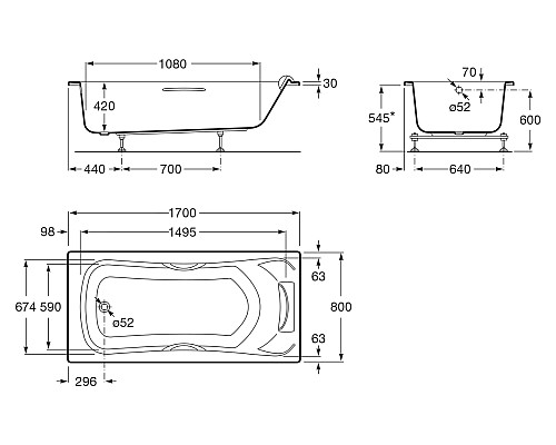 Акриловая ванна Roca BeCool 170x80 ZRU9302852