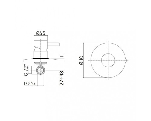 Смеситель Paffoni Light LIG011NO с внутренней частью, для душа, черный матовый