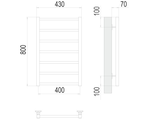 Полотенцесушитель Terminus Стандарт Контур П7 400х800