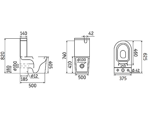 Унитаз компакт CeramaLux 2166MB Черный матовый с бачком и сиденьем Микролифт