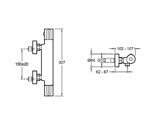 Смеситель для душа Jacob Delafon Metro E24394-BL с термостатом Черный матовый