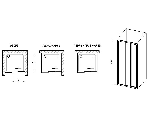 Душевая дверь Ravak Supernova ASDP3-90 00V70UR2Z1 профиль Сатин стекло Transparent Душевая дверь Ravak Supernova ASDP3-90 00V70UR2Z1 профиль Сатин стекло Transparent