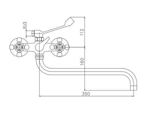 Смеситель для ванны Cron CN2619-3 универсальный Хром