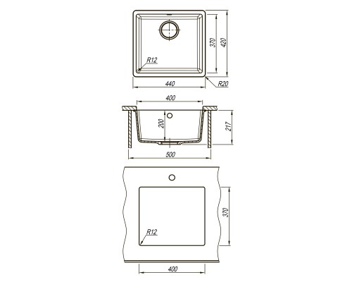 Кухонная мойка Lemark Sinara 440-U 9910069 Грей