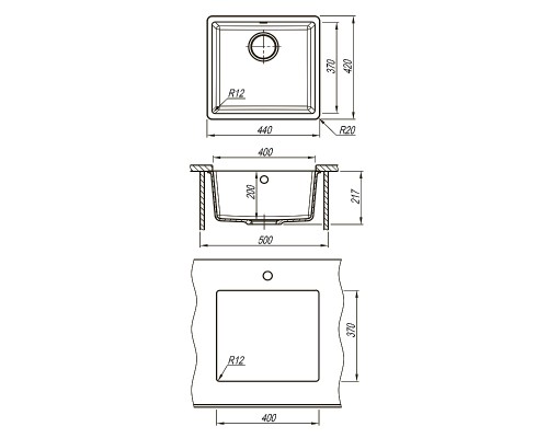 Кухонная мойка Lemark Sinara 440-U 9910069 Грей