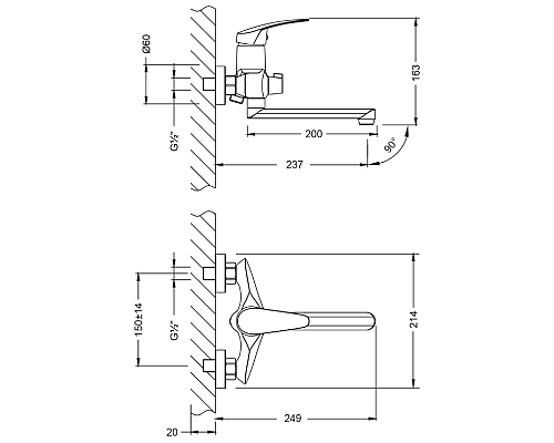 Смеситель для ванны Lemark Linara LM0417C универсальный Хром