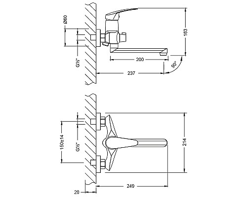 Смеситель для ванны Lemark Linara LM0417C универсальный Хром