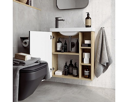 Корпус тумбы под раковину Aqwella Alba 60 L ALB0106LDD подвесной Дуб Давос