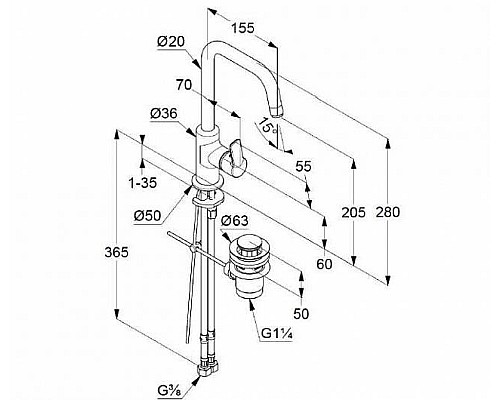 Однорычажный смеситель на умывальник Kludi Pure&Easy 370230565