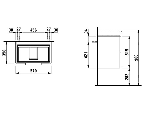 Тумба под раковину Laufen Base 60 4.0221.2.110.261.1 подвесная Белая глянцевая