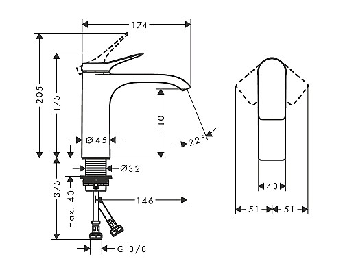 Смеситель для раковины Hansgrohe Vivenis 75022000 Хром