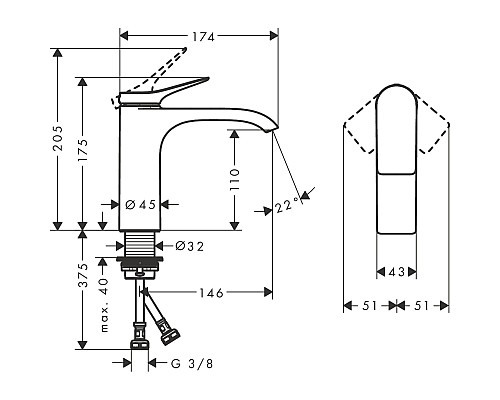 Смеситель для раковины Hansgrohe Vivenis 75022000 Хром