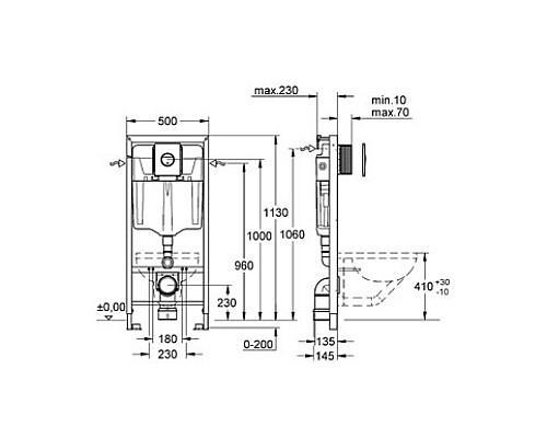 Инсталляция для подвесного унитаза Grohe 4 в 1 38813001