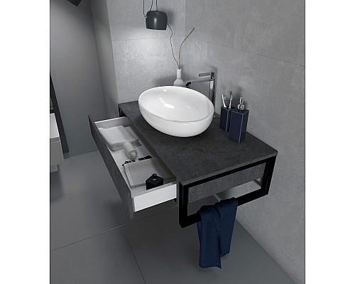 Тумба под раковину 1MarKa Grunge Loft 100П У85850 подвесная Бетон темно-серый