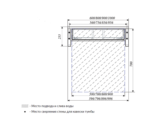 Тумба под раковину 1MarKa Grunge Loft 60П Ц0000001581 подвесная Бетон темно-серый