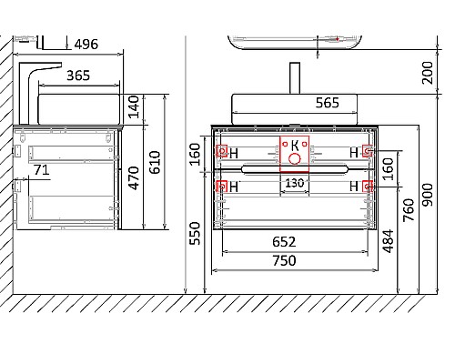 Тумба под раковину Jorno Bosko 75 Bos.01.75/P/W подвесная Белая