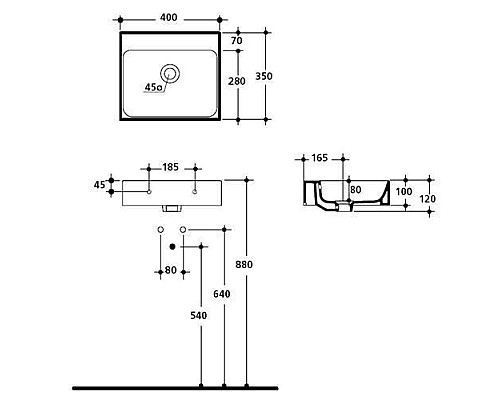 Раковина Kerasan Cento 40х35 см 353901 белый Раковина Kerasan Cento 40х35 см 353901 белый