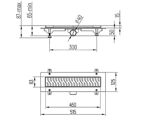 Душевой лоток Paini Harmony 450 CH450HN с решеткой Хром