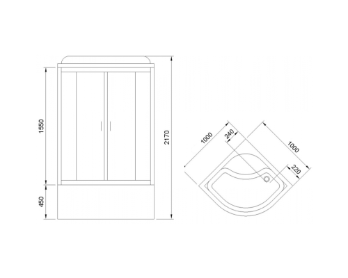 Душевая кабина Royal Bath NRW 100x100 с гидромассажем задняя стенка Белая