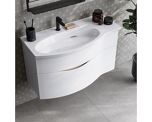 Раковина Kerama Marazzi RIVA мебельная левая с крепежом 100, белая глянцевая Раковина Kerama Marazzi RIVA мебельная левая с крепежом 100, белая глянцевая