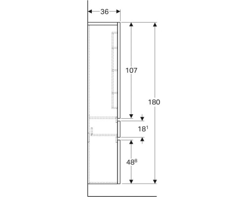 Высокий шкаф Geberit Renova Plan 39 см