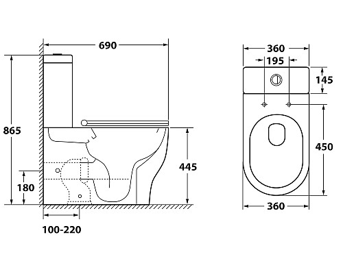 Унитаз компакт OWL Tid Cirkel-G OWLT190702 с сиденьем DP микролифт (без бачка)