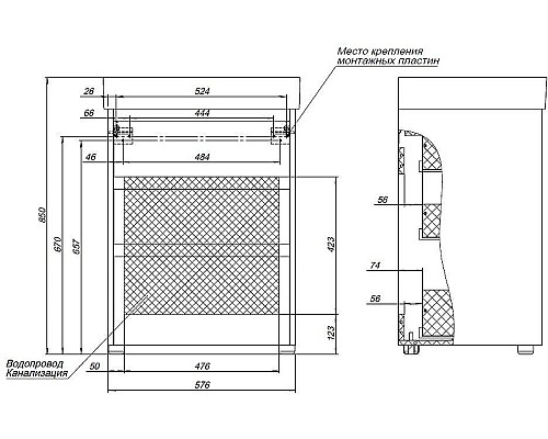 Тумба под раковину Aquanet Nova Lite 60 302471 Дуб рустикальный