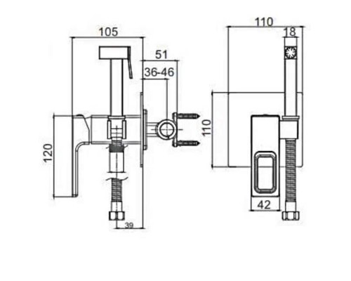 Гигиенический душ со смесителем Gappo G17-6 G7217-6 Черный матовый