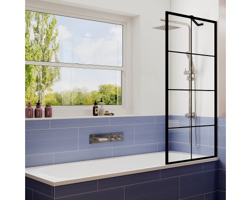 Шторка на ванну Ambassador Bath Screens 80х140 профиль Черный стекло прозрачное
