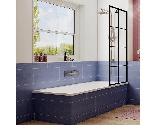 Шторка на ванну Ambassador Bath Screens 80х140 профиль Черный стекло прозрачное
