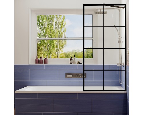 Шторка на ванну Ambassador Bath Screens 80х140 профиль Черный стекло прозрачное