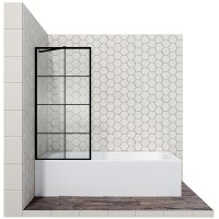 Шторка на ванну Ambassador Bath Screens 80х140 профиль Черный стекло прозрачное
