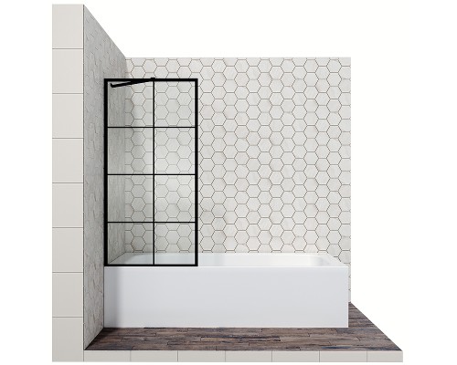 Шторка на ванну Ambassador Bath Screens 80х140 профиль Черный стекло прозрачное
