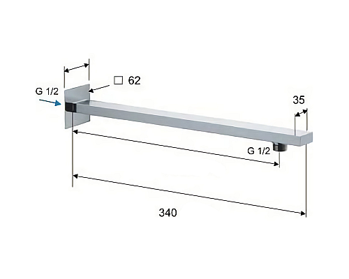 Кронштейн для верхнего душа Remer 348Q30 Хром
