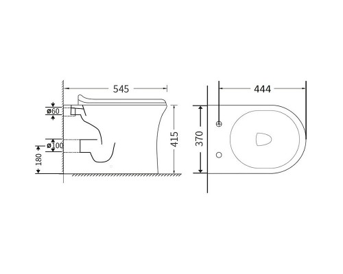 Унитаз Agger AT01200 приставной с сиденьем Микролифт