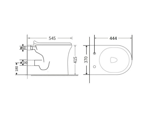 Унитаз Agger AT01200 приставной с сиденьем Микролифт