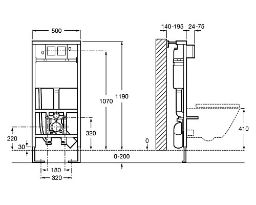 Инсталляция Roca Duplo Bide Smart WC 890090800 для унитаза биде со смывным бачком