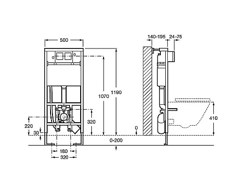 Инсталляция Roca Duplo Bide Smart WC 890090800 для унитаза биде со смывным бачком