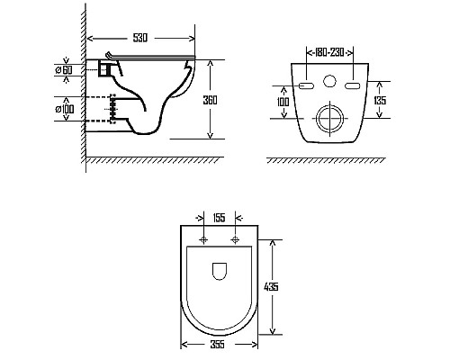 Унитаз AQUAme AQM2008 подвесной Белый глянец с сиденьем Микролифт