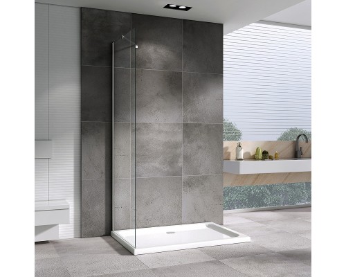 Душевая стенка Abber Zart 80x195 S81 профиль Хром стекло прозрачное