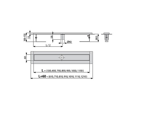 Душевой лоток AlcaPlast APZ2001-1050 1050 без гидрозатвора, с вертикальным стоком